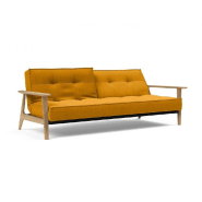 Innovation Living - Canapé-lit design Splitback Frej convertible 115x210 cm avec accoudoirs en bois - Tissu Elegance Burned Curry_1