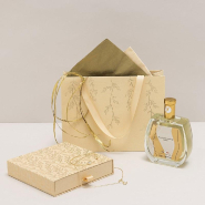 Sac luxe kraft et dorure Feuille d'or poignées ruban 24x8x18cm - par 12_1