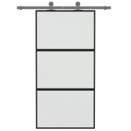 Vidaxl porte coulissante noir 102,5x205 cm verre trempé aluminium 155200_1