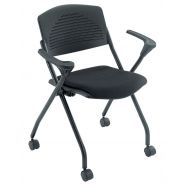 CH-2131A - Chaises empilables gigognes avec cadre argenté et roulettes - Dimensions : L 632 x P 545 x H 770 mm_1