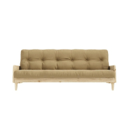 Canapé 3 places convertible Indie - Style scandinave - Futon beige blé - Couchage 130x190 cm - Marque KARUP_1