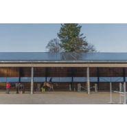 Manège équestre photovoltaïque sans poteau intérieur adapté à toutes les saisons, protégé des intempéries_1