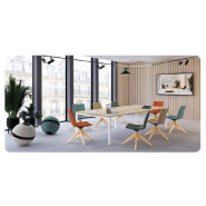 Table de réunion Cowork' - piètement métallique robuste et plateau mélaminé double face_1