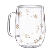 Mug thermos Noël - isotherme en verre borosilicaté à double paroi - 400 ml avec motif flocon de neige_1