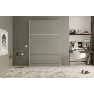 Armoire lit escamotable BERMUDES - structure chêne - façade gris - couchage 140x200 cm - ouverture assistée_1