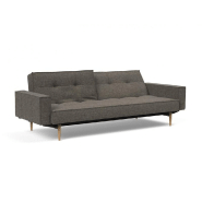Canapé convertible Splitback Styletto avec accoudoirs - Pieds fuseau en chêne naturel - Tissu Flashtex Dark Grey - Lit 115x210 cm_1