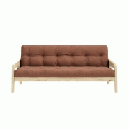 Canapé convertible futon Grab - Pin naturel brun argile - Couchage 130 x 190 cm_1