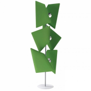 Totem Acoustique TROPEZ avec 6 Panneaux Orientables - Référence 8034 FR207 - Structure en Acier Chromé et Base Blanche_1