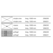 Barrière main courante LISBONNE - Simple croix, rosage ou grillagé - Longueurs 1000 ou 1500 mm_1
