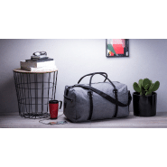 Sac de sport - compartiments avec fermeture éclair - bandoulière - prise USB intégrée - Polyester 600D - gris cendré_1
