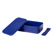 Boîte lunch - plastique PP avec sangle élastique - 1000 ml - couleur bleu foncé_1