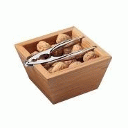 Bol à noix en bambou - robuste, avec renfoncements pour stockage et casse-noix en métal inclus_1