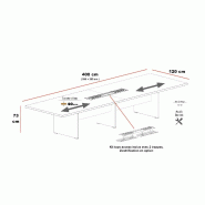 Grande table de réunion rectangulaire TAK - Mobel Linea. - Oui, Acacia clair, 400_1