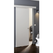 Porte coulissante en bois - 204 x 73 cm - Blanche, Prépeinte, Âme alvéolaire_1