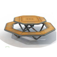 Table octogonale - Assise et plan de table en stratifié compact - Pieds en tube acier - Référence 10900134_1