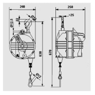 Équilibreur de charges enrouleur 9370-9371 - câble inox - corps aluminium - capacité 75 à 105 kg_1