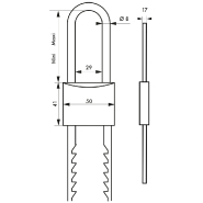 Cadenas à clé avec anse réglable - Corps laiton, anse acier cémenté nickelé - 50 mm - THIRARD_1