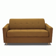 Canapé Mezzano convertible express - Matelas 16 cm - Sommier métal 140 cm - Tissu tweed jaune moutarde - Design scandinave_1