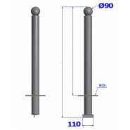 10101 - Potelets fixes - Boule Ø90mm - Hauteur hors-sol 1,03m - Fixe à sceller_1