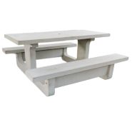 Table pique-nique béton - robuste et durable - capacité 8 personnes - angles arrondis - trou parasol Ø 40 mm_1