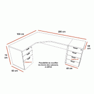 Bureau d'angle avec rangement K3 - Mobel Linea - Zebrano, 3 tiroirs , 4 tiroirs classiques_1