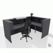 Banque d'accueil d'angle Delta Plus avec réhausse - Mobel Linea - 184, Blanc mat, Gauche, Non, Anthracite_2