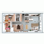 Maison à ossature en bois plain-pied zoom 4 / surface habitable 106 m² / surface brute 124 m² / 4 pièces / toit plat_2