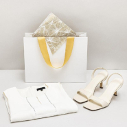 Sac luxe blanc mat poignées ruban or 36x12x28cm - par 12_1