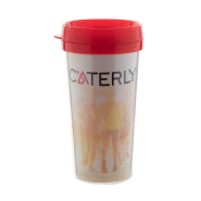 Mug thermos publicitaire - Plastique à double paroi - 450 ml - Couleur rouge_1