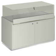 Comptoir T01 vitrine 4 Faces et MDF naturel+blanc mat - 120x60x93cm_1