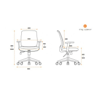 Fauteuil de bureau XT24 Gris Moyen - Dossier moyen - Accoudoirs réglables - Référence 6380 FR125_1