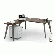 Bureau avec retour Pigreco - MARTEX - 140, Noyer, Gauche, Titane_2