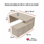 Bureau Bi-colore TAK avec rangement intégré - Mobel Linea - 185, Acacia clair, Droite_1