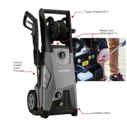 Nettoyeur haute pression eau froide 220V 9,2 L/MIN 180 BAR - Sur roues avec accessoires inclus_1