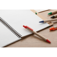 Stylo à bille en carton recyclé - encre bleue - couleur rouge - poids 5g_1