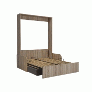 Armoire lit escamotable Dynamo Sofa avec accoudoirs en chêne - Canapé gris - Couchage 140x200 cm_1