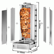 Grill Döner kebab gaz 6 brûleurs max 100 kg avec tôle de protection - moteur en bas_1