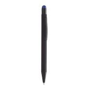 Stylo à bille en aluminium - finition caoutchoutée - stylet gravure colorée - encre bleue_1