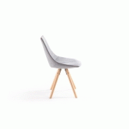 Lot de 2 chaises Sylvain en tissu gris - pieds en hêtre naturel - design chic et confortable_1