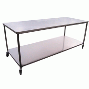 Table inox d'atelier - normes d'hygiène - roulettes avec freins - dimensions 2000x700x910mm_1