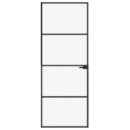 Vidaxl porte d'intérieur noir 76x201,5 cm trempé verre aluminium fin 153658_1