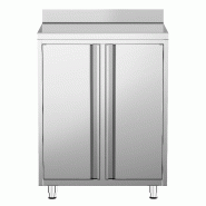 Meuble inox pour machine à café - 800 x 600 mm - Étagère réglable - 2 compartiments_1