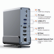 VALUE Station d'accueil USB type C 16 en 1, HDMI/DP 4K60, Gigabit Ethernet, USB-A, USB-C, PD, SD/microSD, Audio_1