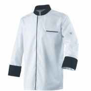 Veste de cuisine Abax ML - Robur - col officier - maille respirante, boutons pression, surpiqûres contrastées_1