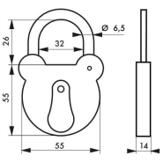 Cadenas à clé 2493 - 55 mm - Corps acier galvanisé avec anse zinguée et mécanisme à gorge - Marque THIRARD_1