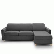 Canapé d'angle convertible express VirgolA - 160 cm - Sommier à lattes - Matelas 16 cm - Tissu gris - Design scandinave_1