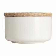 Elton bocal en céramique beige - couvercle en bois - D.6,5 cm - Réf. 912178_1
