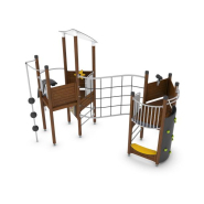 Structure multi-jeux pour enfants 5 à 12 ans - Uniplay Dalux 8049140 - Poteaux bois/panneaux bois - Hags_1