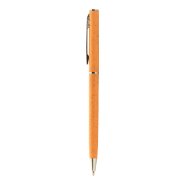 Stylo bille twist écologique en plastique paille de blé - détails chromés - encre bleue - couleur orange_1