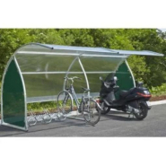 Abri Vélos/Motos Provence - Toit en polycarbonate alvéolaire 6 mm - Tube galvanisé Ø 50/2 mm - Joues latérales en tôle poudrée polyester_1